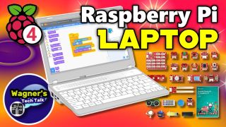 Raspberry Pi laptop with accessories and software.