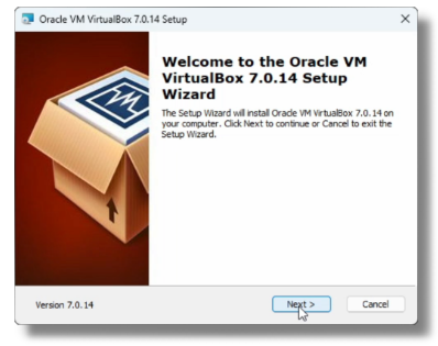 Oracle VM VirtualBox setup window.