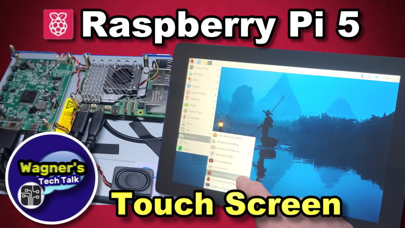 A raspberry pi touch screen is shown on the computer.